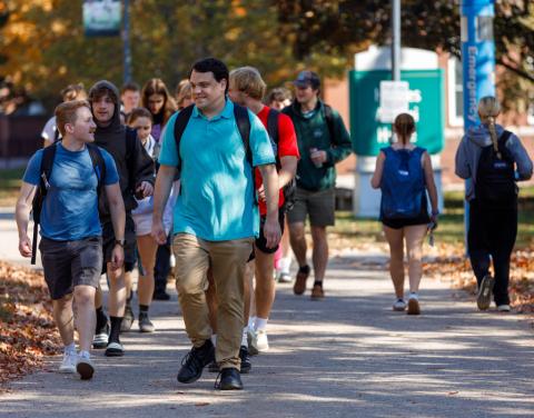 Students walking in a group